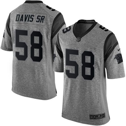 Nike Panthers #58 Thomas Davis Sr Gray Men's Stitched NFL Limited Gridiron Gray Jersey - Click Image to Close